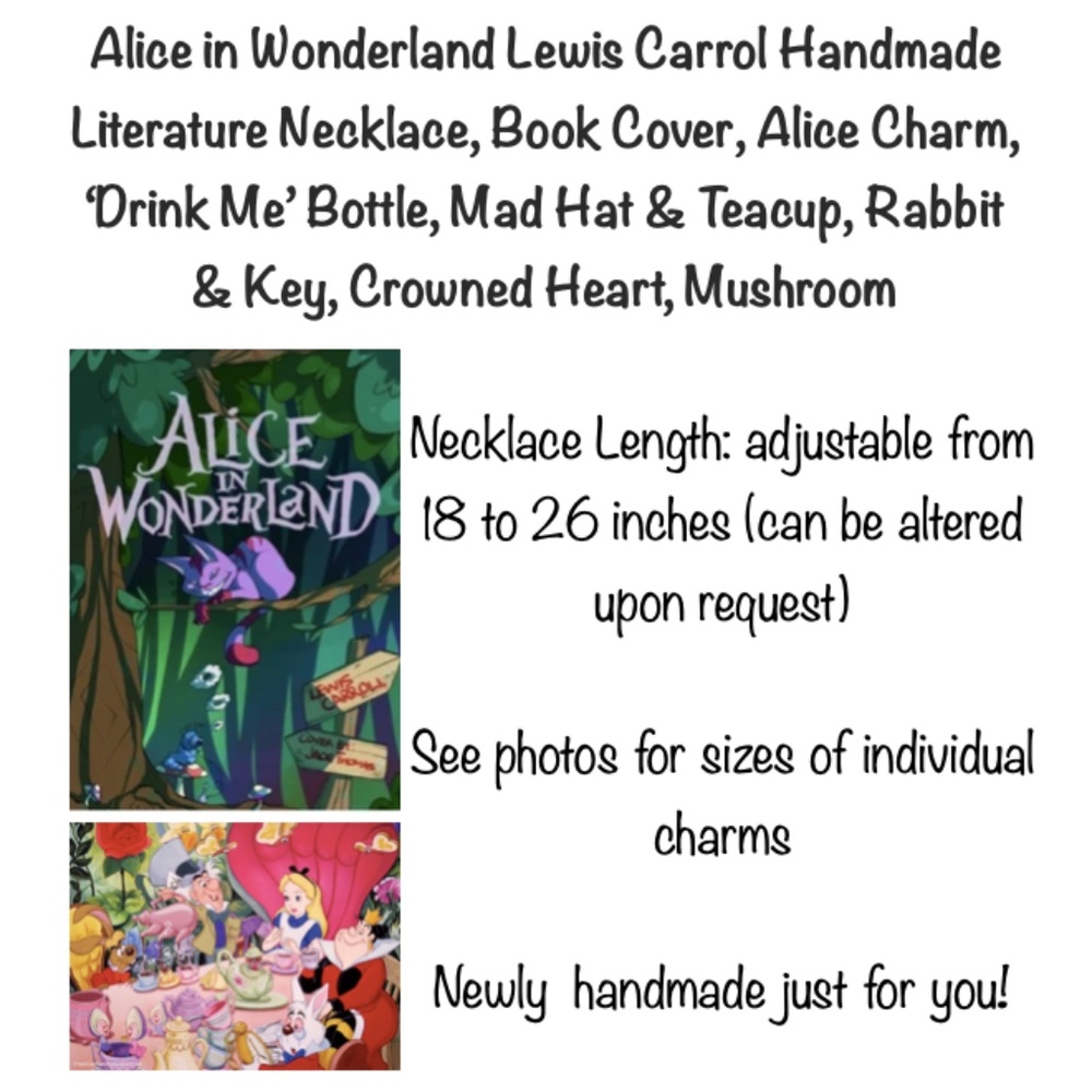 Alice in Wonderland by Lewis Carroll Handmade Literature Necklace, Book Cover - Picture 15 of 16